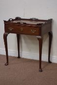 Early 19th century oak tray top lowboy, single drawer, W69cm, H77cm,