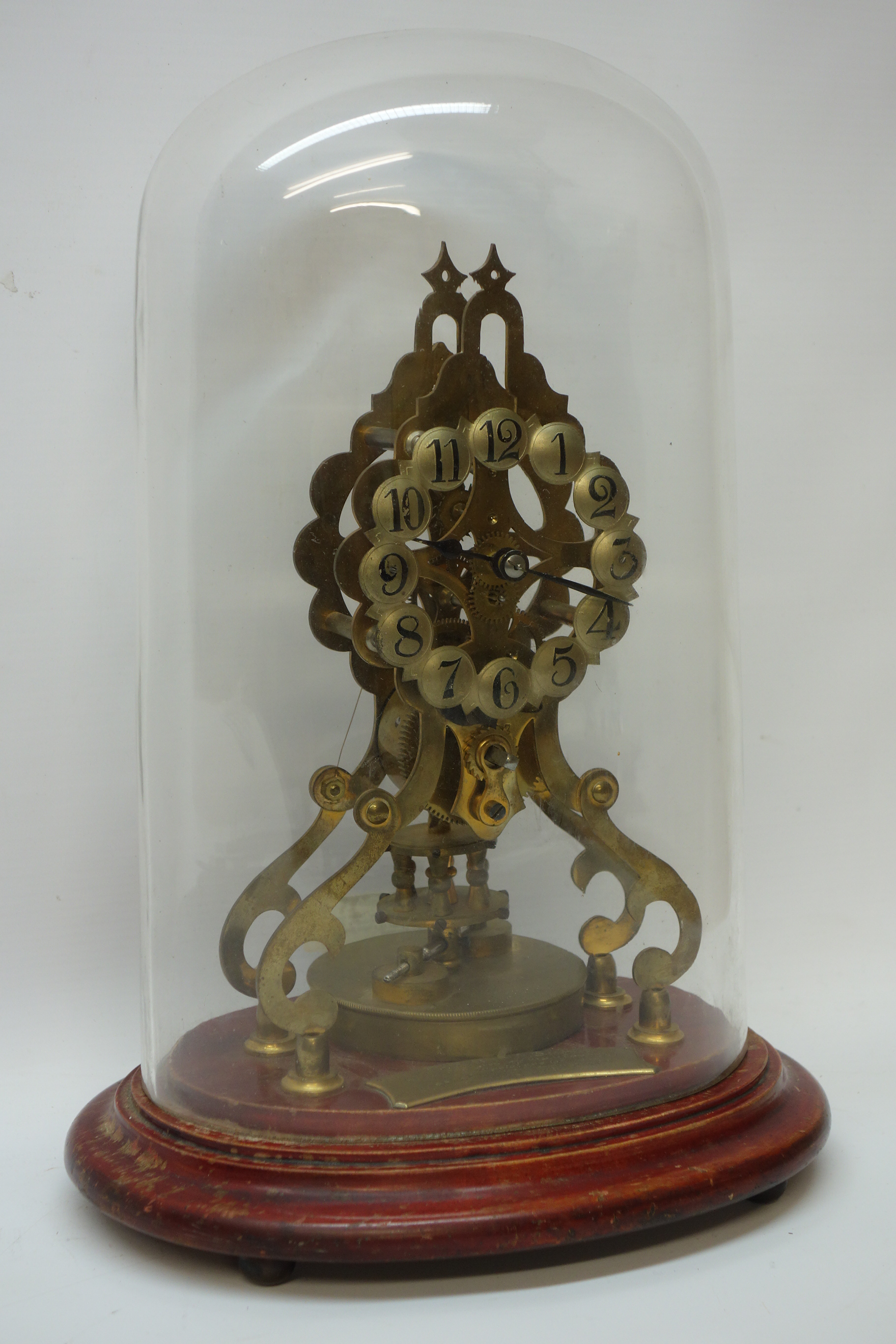 Early 20th century Gustav Becker brass skeleton torsion clock,