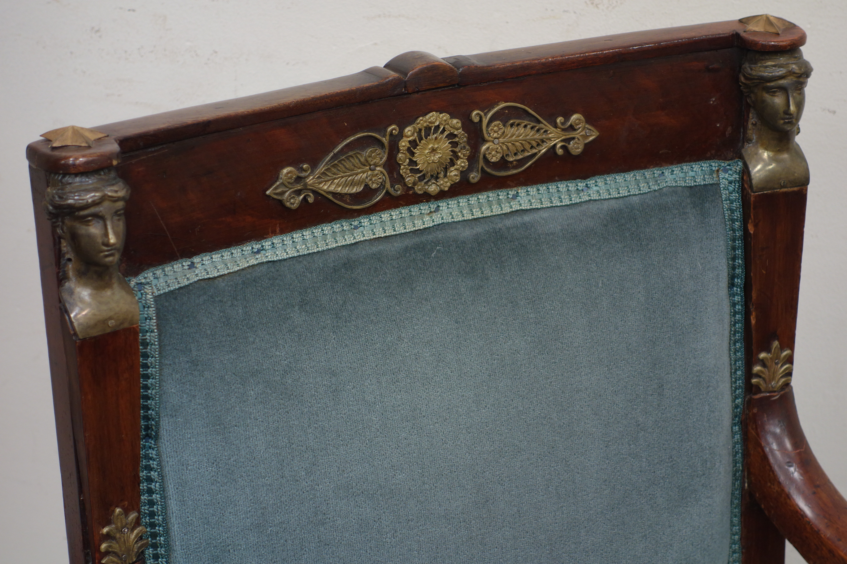 Early 19th century French Napoleonic era mahogany armchair, carved detail, - Image 3 of 3