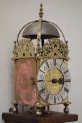 Late 17th century brass lantern clock, dial signed Will.