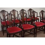 Quality 20th century set eight (6+2) mahogany Hepplewhite chairs,