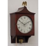 19th century mahogany wall clock, circular silvered Roman dial signed Jno Hartley York,