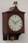 19th century mahogany wall clock, circular silvered Roman dial signed Jno Hartley York,