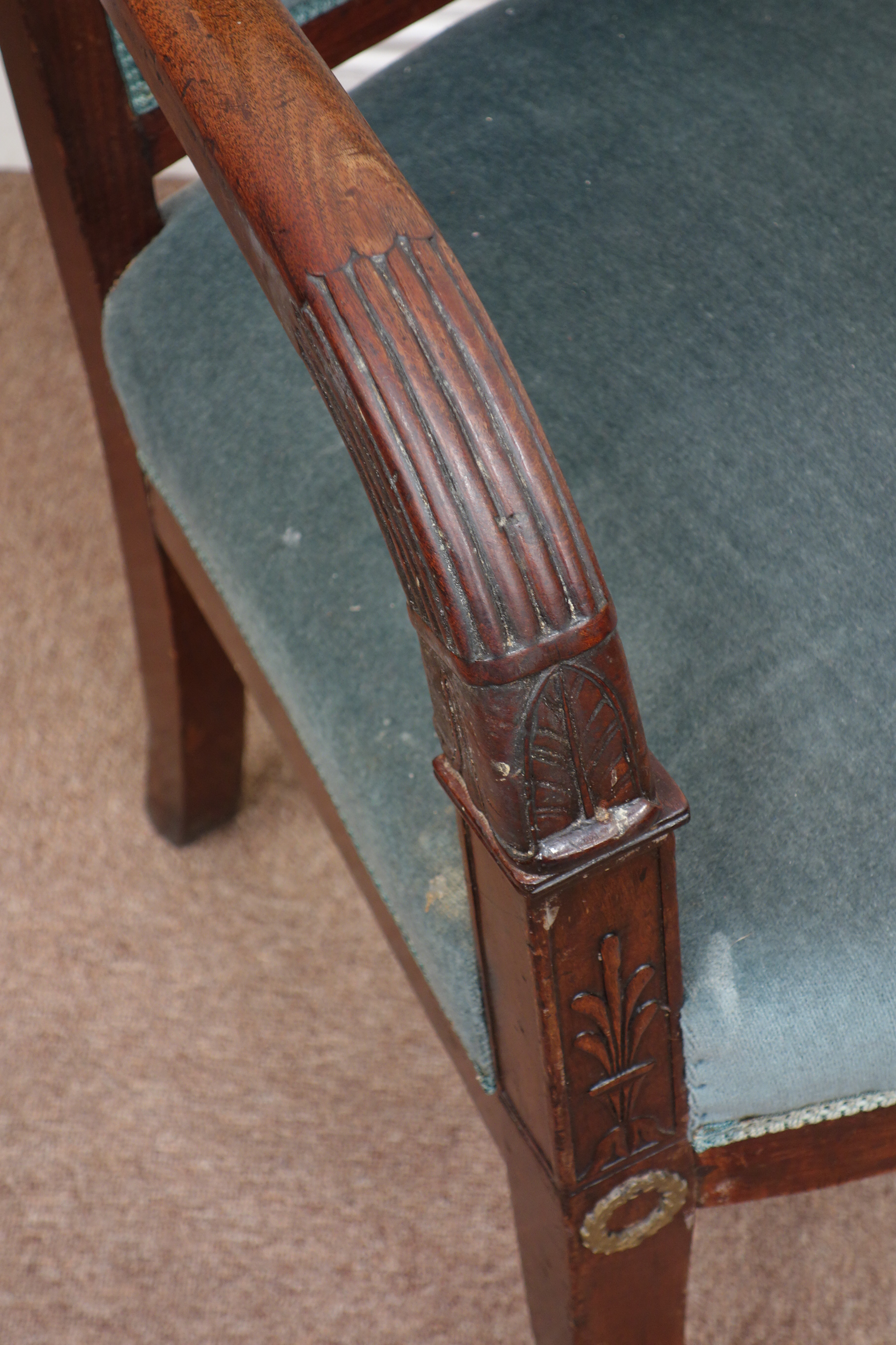 Early 19th century French Napoleonic era mahogany armchair, carved detail, - Image 2 of 3