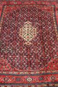 Persian Bijar rug, beige central medallion,