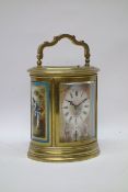Late 19th century French Grande Sonnerie brass carriage clock,
