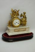 Late 19th century French gilt metal and onyx mantle clock,