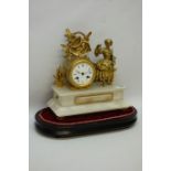 Late 19th century French gilt metal and onyx mantle clock,