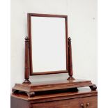 Large early Victorian figured mahogany freestanding dressing table mirror, W95cm, H94cm,