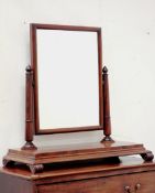 Large early Victorian figured mahogany freestanding dressing table mirror, W95cm, H94cm,