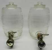 Two glass Spirit dispensing barrels 10 pint capacity with optic taps H30cm (2)