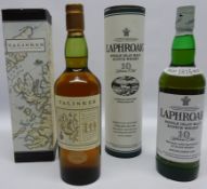 Laphroaig & Talisker single malt Scotch Whisky 2 bottles in cartons Condition Report