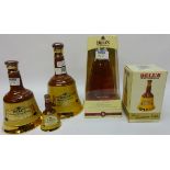 Bell's Scotch Whisky Millennium glass Decanter & a set of 4 75cl-5cl Wade Decanters (5)