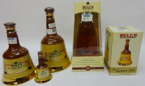 Bell's Scotch Whisky Millennium glass Decanter & a set of 4 75cl-5cl Wade Decanters (5)