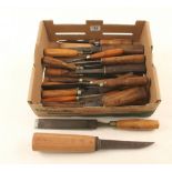 24 chisels and gouges and six mortice chisels G+