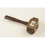 A brass headed mallet with rosewood inserts and handle G