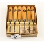 A set of 6 recent carving tools by MARPLES No 53 in orig box G++