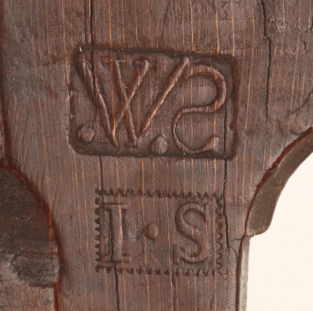 A 10 1/2" hollow with early initials W.S. (backwards S) and I.S. - Image 2 of 2