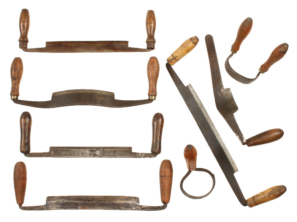 Eight coopers shaves and drawknives as illustrated,