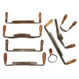 Eight coopers shaves and drawknives as illustrated,