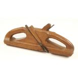 An early French fruitwood T & G plane 15" x 3" with integral handles (illustrated Russell fig 401)