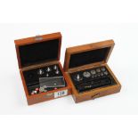 Two part sets of scientific instrument weights in orig mahogany boxes
