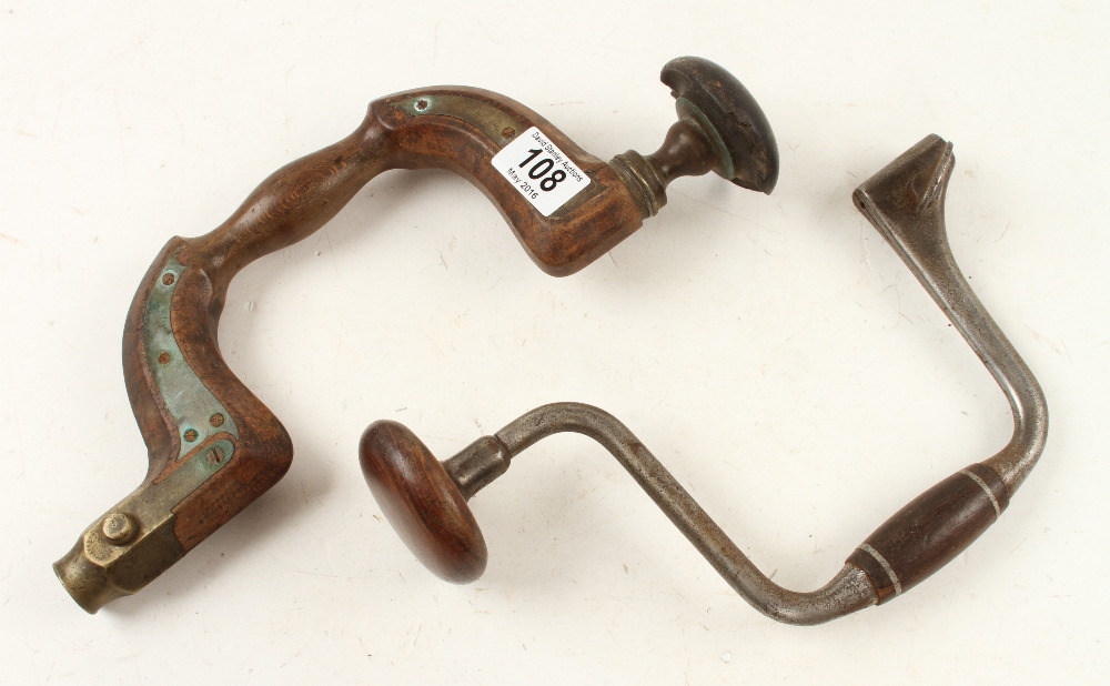 A brass plated beech brace by FLATHER for restoration and a spofford brace G