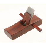 A recent miniature Chinese rosewood smoother 4 3/4" x 1 1/2" with side handles and brass mouth F