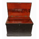 A fine cabinetmaker's lockable pine chest measuring 38" x 25" x 25"h.