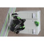 A very little used FESTOOL TSC55 cordless circular saw 36v when both batteries attached 18v with