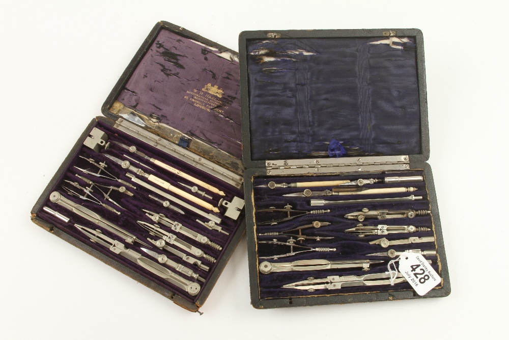 Two sets of German silver drawing instruments,