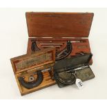 Three boxed micrometer by MOORE & WRIGHT and STARRETT.