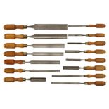 15 patternmakers chisels and gouges by WARD & PAYNE with matching octagonal boxwood handles G++