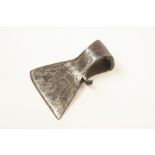 An 18c French axe head with touch mark and simple decoration to both sides,