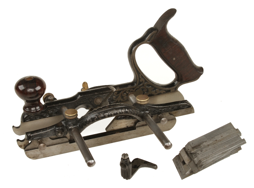 A little used STANLEY No 46 "Traut's Patent" Type 2 combination plane with 9 cutters and fence G++