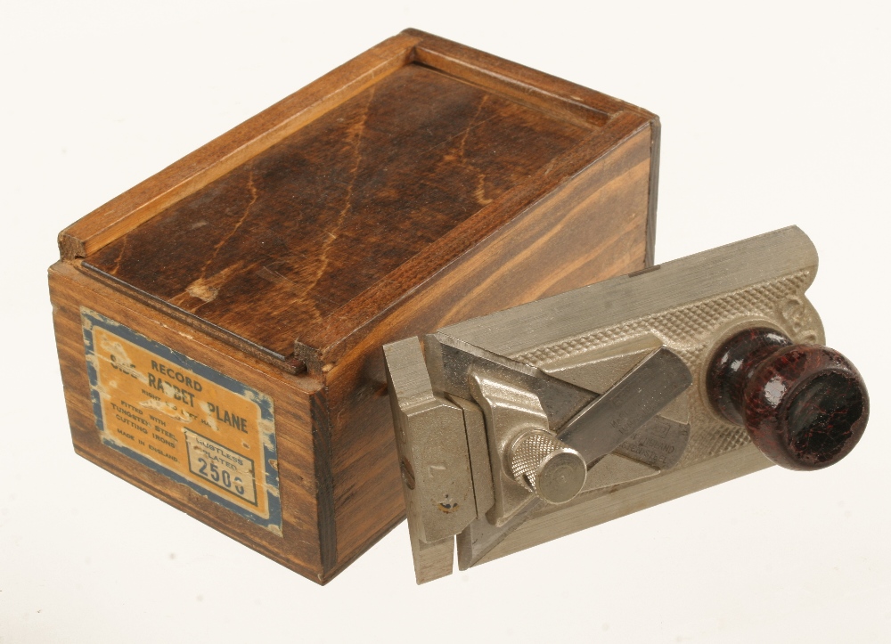 A RECORD No 2506 L & R side rebate plane in fitted wood box F