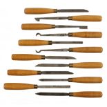 A fine and rare set of 12 small turning tools by MELHUISH Fetter Lane (see p33 Melhuish cat.