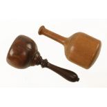 Two carvers mallets in lignum and oak G+