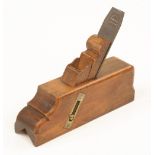 An unusual sliding box type chamfer plane with brass fittings 8" x 2" with scrolled wedge G++