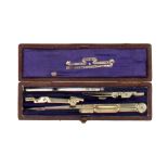 A pocket set of German silver drawing instruments by STANLEY London G++