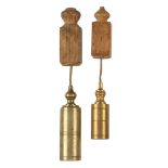 Two Dutch masons brass plumb bobs with spacers G+