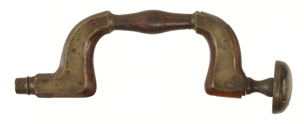 An earliest model Ultimatum brass framed rosewood brace by Wm MARPLES, the brass head with horn pad,