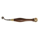 A French saddler's pricker with rosewood handle c/w 3 extra wheels in hollow brass head G++