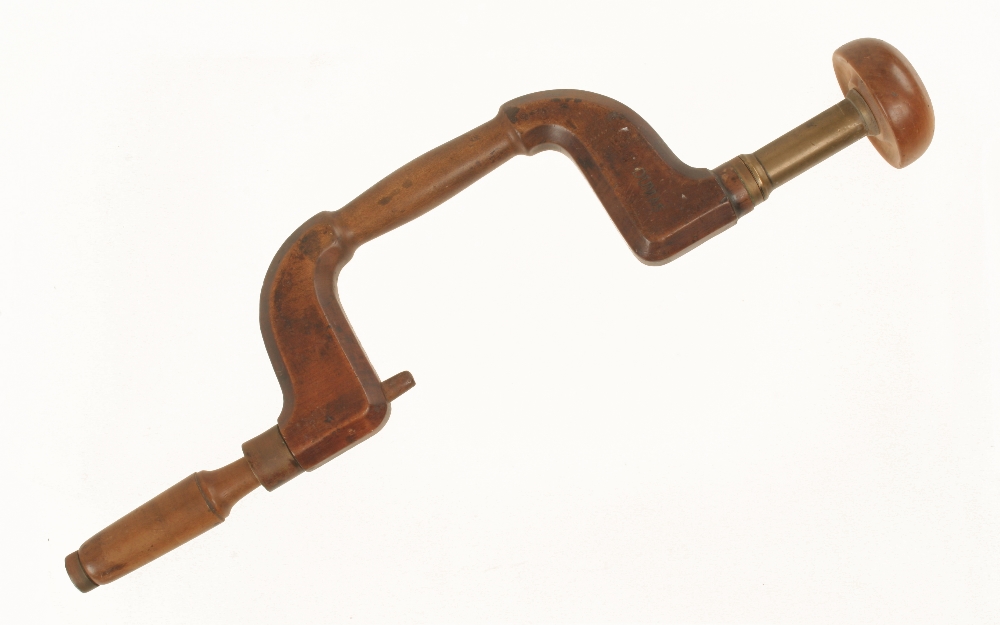 A French piano-makers cormierwood brace with elongated brass neck and orig push fit bit holder G++ - Image 2 of 2
