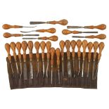 A set of 26 carving tools by MELHUISH Fetter Lane with turned beech handles G+