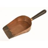 An unusual copper scoop with d/t steel edge (some pitting) and ebony handle G