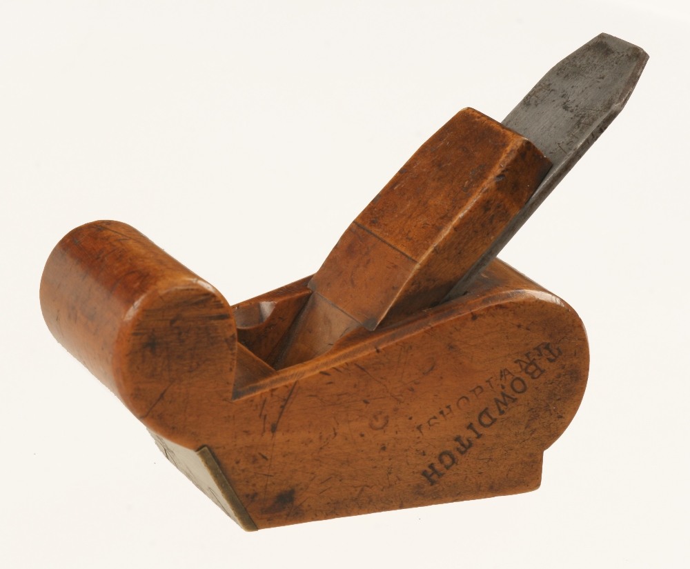 A very rare boxwood bullnose plane by MARPLES with exaggerated tote and brass front,