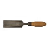 A 2 1/2" bevel edge paring chisel by J BUCK with octagonal boxwood handle G++