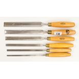 A set of six bevel edge chisels with boxwood by MARPLES 1/4" to 1" G++