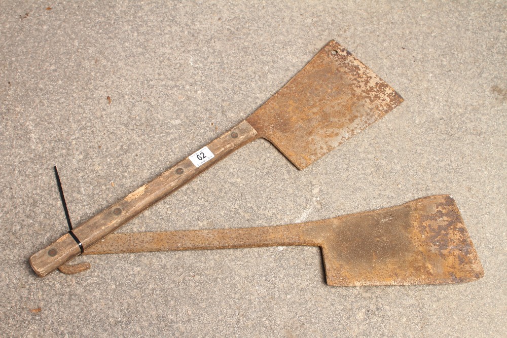 Two large butchers cleavers pitted G-